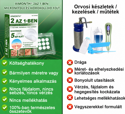 👉𝐗𝐈𝐌𝐎𝐍𝐓𝐇® 𝟐-𝐚𝐳-𝟏-𝐛𝐞𝐧 𝐌𝐢𝐤𝐫𝐨𝐭ű & 𝐇𝐢𝐝𝐫𝐨𝐤𝐨𝐥𝐨𝐢𝐝 𝐓𝐚𝐩𝐚𝐬𝐳 🇭🇺|👩🧒Kiemelkedő Anyajegyek, Pattanások, Lapos Szemölcsök & Bőrkinövések Eltávolítója | Ráncok, Hegek & Bőrhibák Javítása | Láthatatlan Csillag Pattanástapasz Arcra & Testre | 144 db