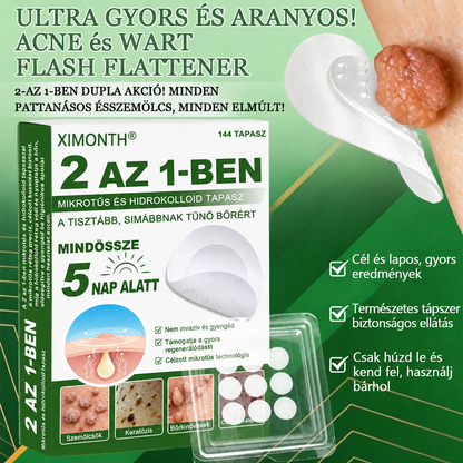 👉𝐗𝐈𝐌𝐎𝐍𝐓𝐇® 𝟐-𝐚𝐳-𝟏-𝐛𝐞𝐧 𝐌𝐢𝐤𝐫𝐨𝐭ű & 𝐇𝐢𝐝𝐫𝐨𝐤𝐨𝐥𝐨𝐢𝐝 𝐓𝐚𝐩𝐚𝐬𝐳 🇭🇺|👩🧒Kiemelkedő Anyajegyek, Pattanások, Lapos Szemölcsök & Bőrkinövések Eltávolítója | Ráncok, Hegek & Bőrhibák Javítása | Láthatatlan Csillag Pattanástapasz Arcra & Testre | 144 db