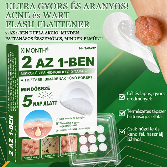 👉𝐗𝐈𝐌𝐎𝐍𝐓𝐇® 𝟐-𝐚𝐳-𝟏-𝐛𝐞𝐧 𝐌𝐢𝐤𝐫𝐨𝐭ű & 𝐇𝐢𝐝𝐫𝐨𝐤𝐨𝐥𝐨𝐢𝐝 𝐓𝐚𝐩𝐚𝐬𝐳 🇭🇺|👩🧒Kiemelkedő Anyajegyek, Pattanások, Lapos Szemölcsök & Bőrkinövések Eltávolítója | Ráncok, Hegek & Bőrhibák Javítása | Láthatatlan Csillag Pattanástapasz Arcra & Testre | 144 db