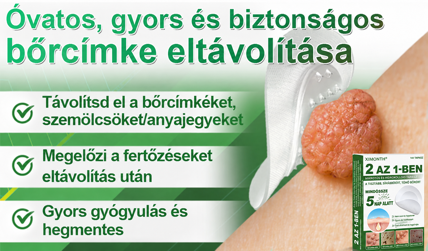 👉𝐗𝐈𝐌𝐎𝐍𝐓𝐇® 𝟐-𝐚𝐳-𝟏-𝐛𝐞𝐧 𝐌𝐢𝐤𝐫𝐨𝐭ű & 𝐇𝐢𝐝𝐫𝐨𝐤𝐨𝐥𝐨𝐢𝐝 𝐓𝐚𝐩𝐚𝐬𝐳 🇭🇺|👩🧒Kiemelkedő Anyajegyek, Pattanások, Lapos Szemölcsök & Bőrkinövések Eltávolítója | Ráncok, Hegek & Bőrhibák Javítása | Láthatatlan Csillag Pattanástapasz Arcra & Testre | 144 db
